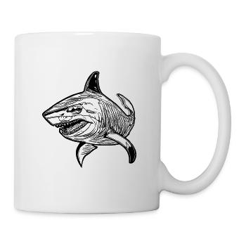 Grand requin océanique vintage aux dents acérées - Mug blanc - blanc - Droite