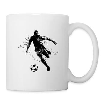 Soccer player kicks a soccer ball - Mug - white - Right