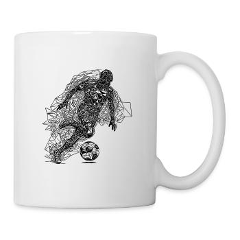 Geometrischer Fussballspieler rennt mit Ball - Tasse - Weiß - Rechts