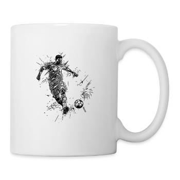 Retro soccer player kicking a ball - Mug - white - Right