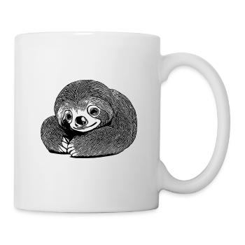 Endspanntes müdes niedliches Faultier - Tasse - Weiß - Rechts
