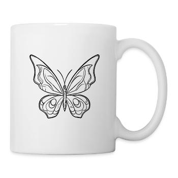 Hübscher Schmetterling Tattoo Linien Style - Tasse - Weiß - Rechts
