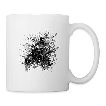 Biker Motorrad Geländefahrt Tattoo Style - Tasse - Weiß - Rechts