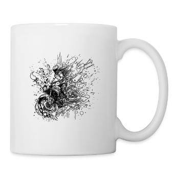 Motorradfahrerin Bike Splash Style Traum Zeichnung - Tasse - Weiß - Rechts