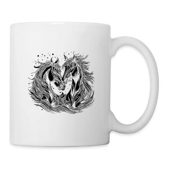 Zwei wunderschöne elegante Pferde in Herzform - Tasse - Weiß - Rechts
