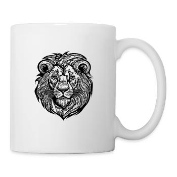 Wilde Löwen Kopf Mähne Großkatzen Tattoo - Tasse - Weiß - Rechts