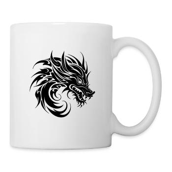 Gefährlicher fauchender Tattoo Style Drachen Kopf - Tasse - Weiß - Rechts