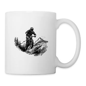 Mountainbiker Waldweg Berg Abfahrt - Tasse - Weiß - Rechts