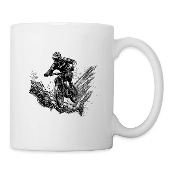 Mountainbiker Radfahrer Schlamm Wald Abfahrt - Tasse - Weiß - Rechts