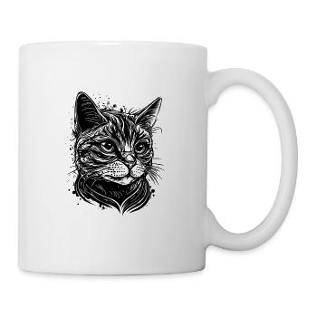 Hübsche Katze im Vintage Design - Tasse - Weiß - Rechts