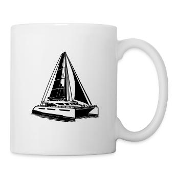 Sport Catamaran Double Hull Sailboat with Sails - Mug - white - Right