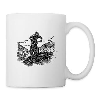 Einsamer Mountainbiker Bergfahrt - Tasse - Weiß - Rechts
