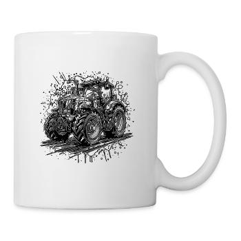 Traktor Splash Design mit Feld Schlepper - Tasse - Weiß - Rechts