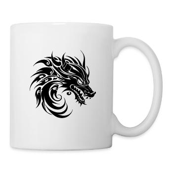 Tattoo Style brüllender chinesischer Drache Kopf - Tasse - Weiß - Rechts