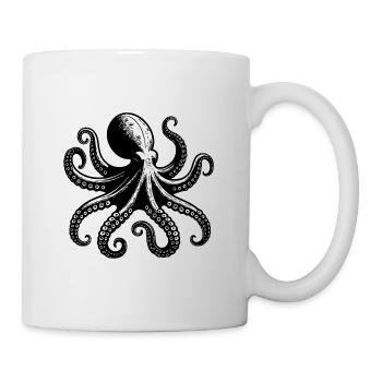 Schauriger Tintenfisch Oktopus mit acht Armen - Tasse - Weiß - Rechts