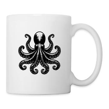 Grimmiger Tintenfisch Oktopus mit acht Armen - Tasse - Weiß - Rechts