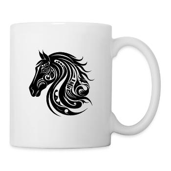Hübsches Pferde Porträt Tattoo Style - Tasse - Weiß - Rechts