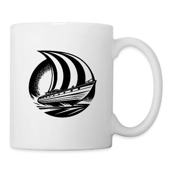 Sleek sailing ship with square sail - Mug - white - Right