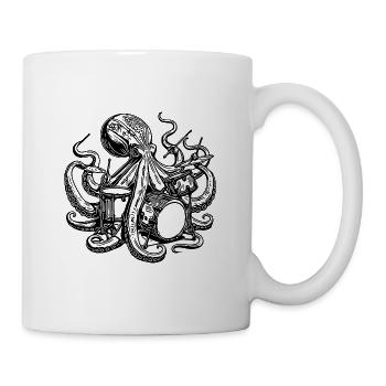 Oktopus spielt Schlagzeug - Tasse - Weiß - Rechts