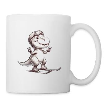 T-Rex Skifahrer Sepia Kunst - Tasse - Weiß - Rechts