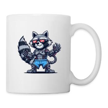 Waschbär Cyborg Roboter Design - Tasse - Weiß - Rechts