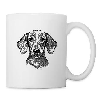 Süsses Dackel Porträt für den Dackelpapa - Tasse - Weiß - Rechts