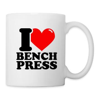 Ich liebe Bankdrücken – Fitness-Gewichtheben lusti - Tasse - Weiß - Rechts