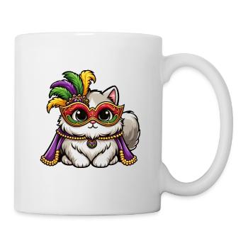 Mardi Gras Perserkatze Maskierte Katzenverkleidung - Tasse - Weiß - Rechts