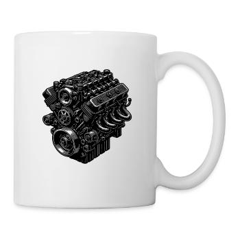 Motorblock Zylinder Fan Hubraum Motor - Tasse - Weiß - Rechts