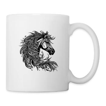 Galoppierendes Pferd mit Mähne im Wind - Tasse - Weiß - Rechts