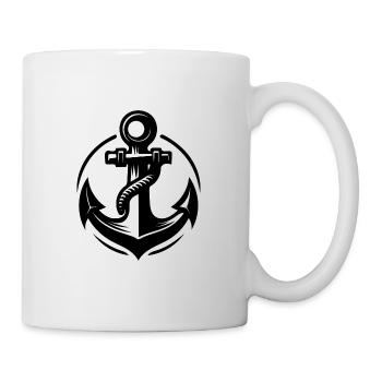 Old wet anchor with thick rope - Mug - white - Right