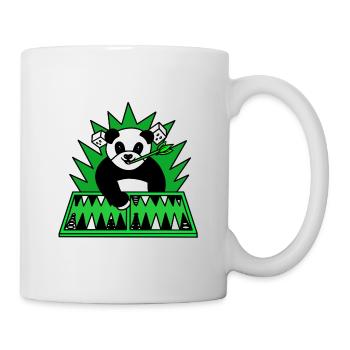 Funny panda play backgammon - Mug - white - Right