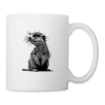 Putziges Erdmännchen mit Fell und Querstreife - Tasse - Weiß - Rechts