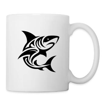 Tribal Tiger Shark Style Diver Fan Tattoo - Mug blanc - blanc - Droite