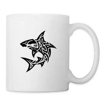 Tribal Hammerhai Style Taucher Fan Tattoo - Tasse - Weiß - Rechts