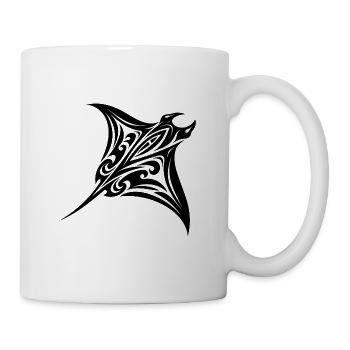 Tribal Manta Ray Style Diver Fan Tattoo - Mug - white - Right