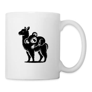 Lustiges Lama mit chillendem Koala auf dem Rücken - Tasse - Weiß - Rechts
