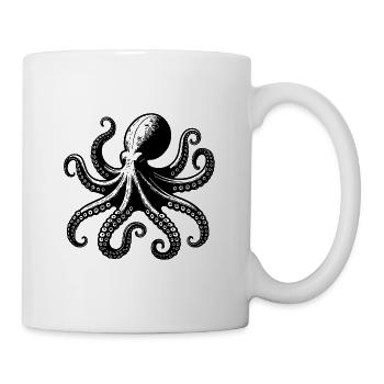 Großer Tintenfisch Oktopus mit acht Armen - Tasse - Weiß - Rechts