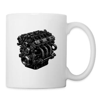 Mechaniker Zylinder Motorblock Hubraum Fan Motor - Tasse - Weiß - Rechts