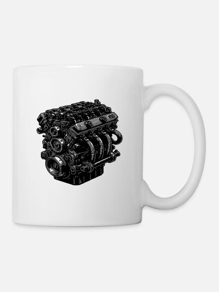 Mechaniker Zylinder Motorblock Hubraum Fan Motor - Tasse - Weiß