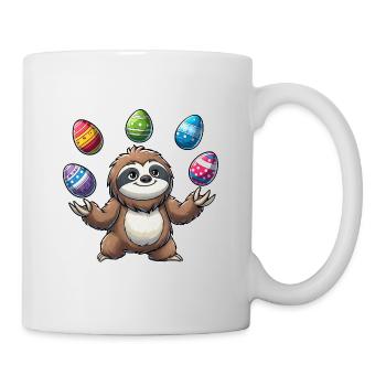 Süßes Comic Faultier Oster Design Jongleur - Tasse - Weiß - Rechts