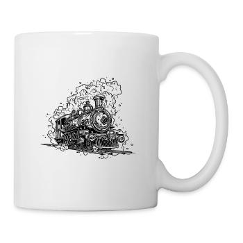 Vintage Dampflokomotive auf Gleisen unter Dampf - Tasse - Weiß - Rechts