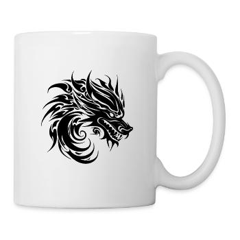 Brüllender chinesischer Drache im Tattoo Style - Tasse - Weiß - Rechts