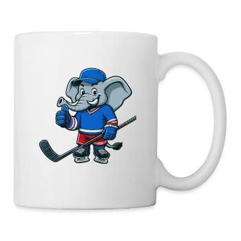 Cooler Elefant Comic Eishockeyspieler Design - Tasse - Weiß - Rechts