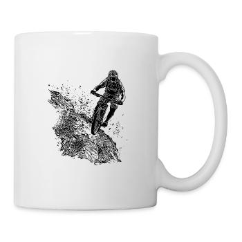 Mountainbiker Fahrrad Berg Schotter Abfahrt - Tasse - Weiß - Rechts