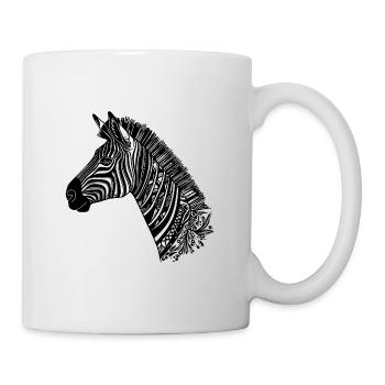 Lignes de style de tatouage de tête de zèbre - Mug blanc - blanc - Droite