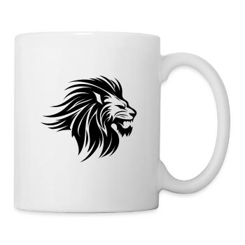 Wehende Mähne Löwe Kopf Tattoo Tinte Style - Tasse - Weiß - Rechts
