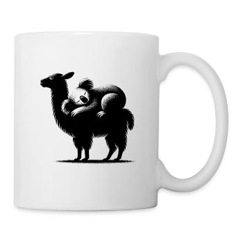 Knuffiges Lama mit chillendem Koala auf dem Rücken - Tasse - Weiß - Rechts