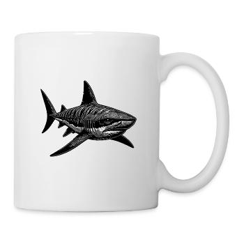 Großer Vintage Tigerhai Hai Lieblingstier - Tasse - Weiß - Rechts