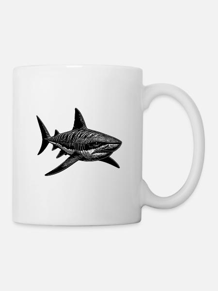 Großer Vintage Tigerhai Hai Lieblingstier - Tasse - Weiß